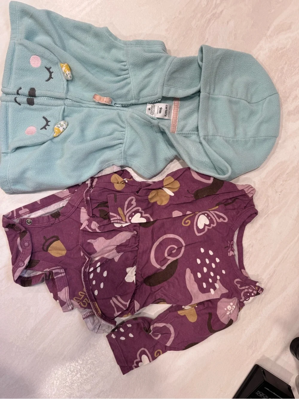 Carter's Pink Strawberry & Cherry Print Girls Dress and Romper Set